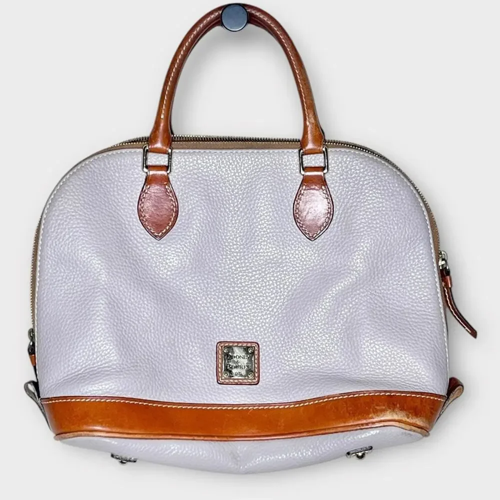 DOONEY & BOURKE Pebbled Grain Leather Zip Satchel Gray Brown Handbag Purse